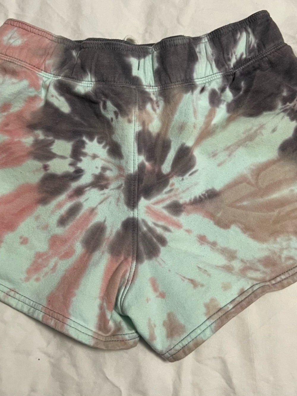 XS Hurley Tie-Dye Drawstring Women's Shorts - Mint, Pink & Gray - Picture 2 of 3